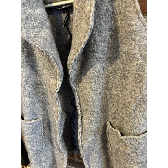 Tahari Open-Front Vest Womens M Gray Wool Blend w/Pockets - Picture 4 of 8